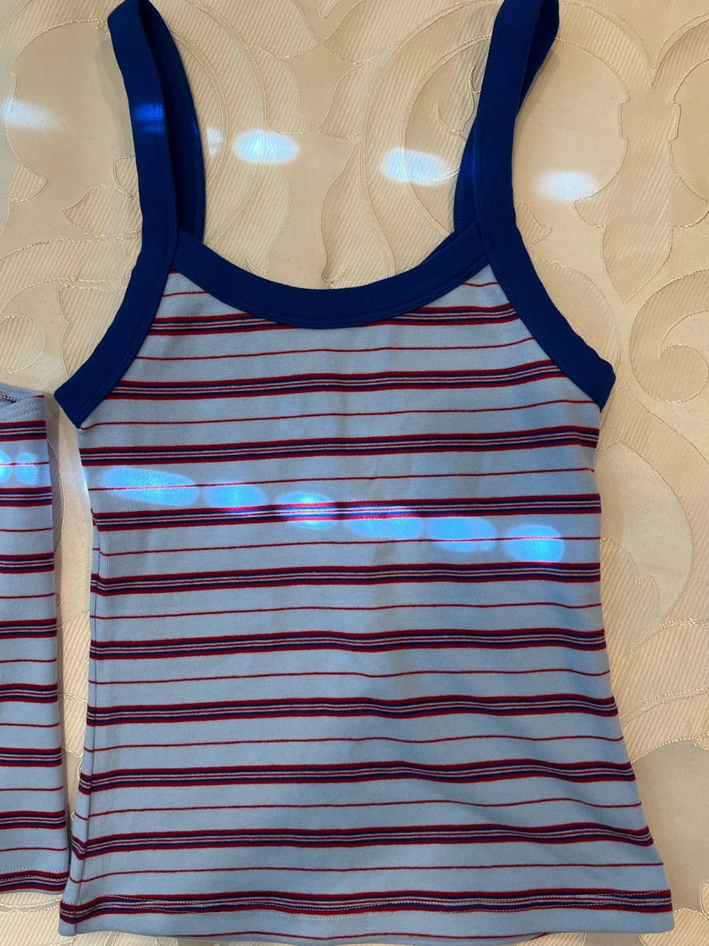 SET ACTIVE Striped Lavender & Blue Tank set - lounge tank + shorts - Picture 5 of 8